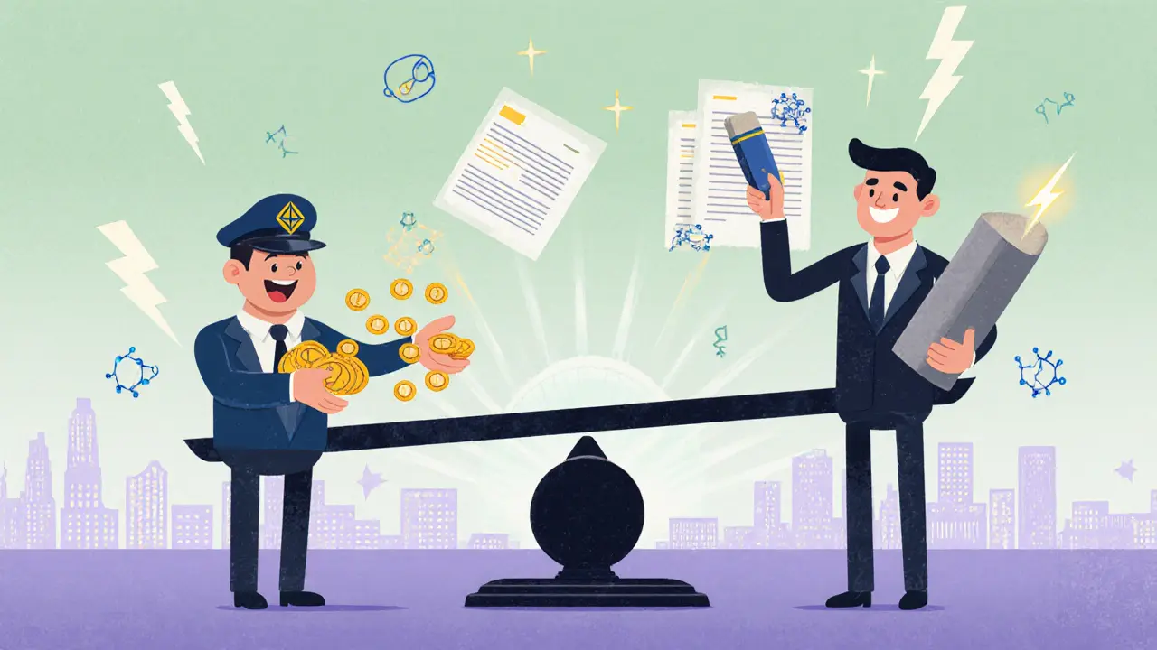 Validator and accountant on a scale balancing fresh ETH coins and token burns.