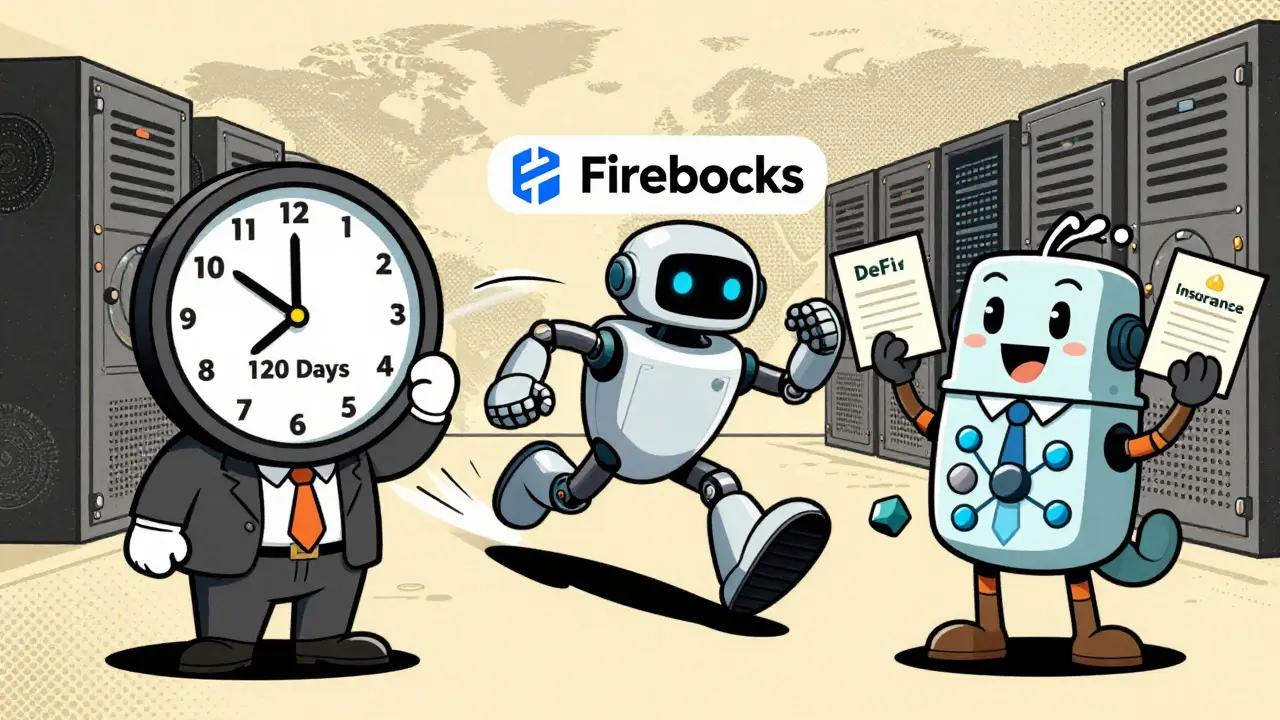 Three cartoon custody providers: a slow banker, a fast robot, and a hybrid creature.