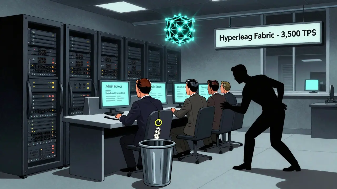 Corporate cartoon scene with an employee dropping a password key as a shadowy figure steals it.