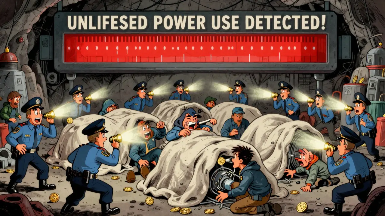 Police raid underground crypto mine as power meter spikes, miners hiding rigs in panic