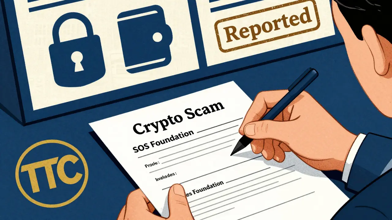 Person reporting crypto scam to US Federal Trade Commission