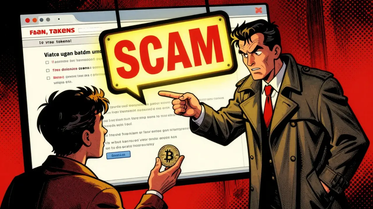 Scammer tricking victim into sending cryptocurrency for fake tokens