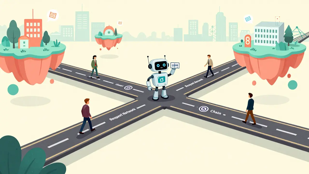 Multiple blockchains connected through Request Network platform