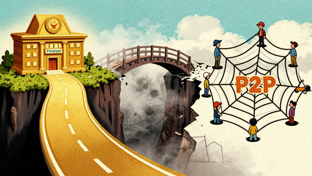 Retro illustration showing three different paths for crypto withdrawals.