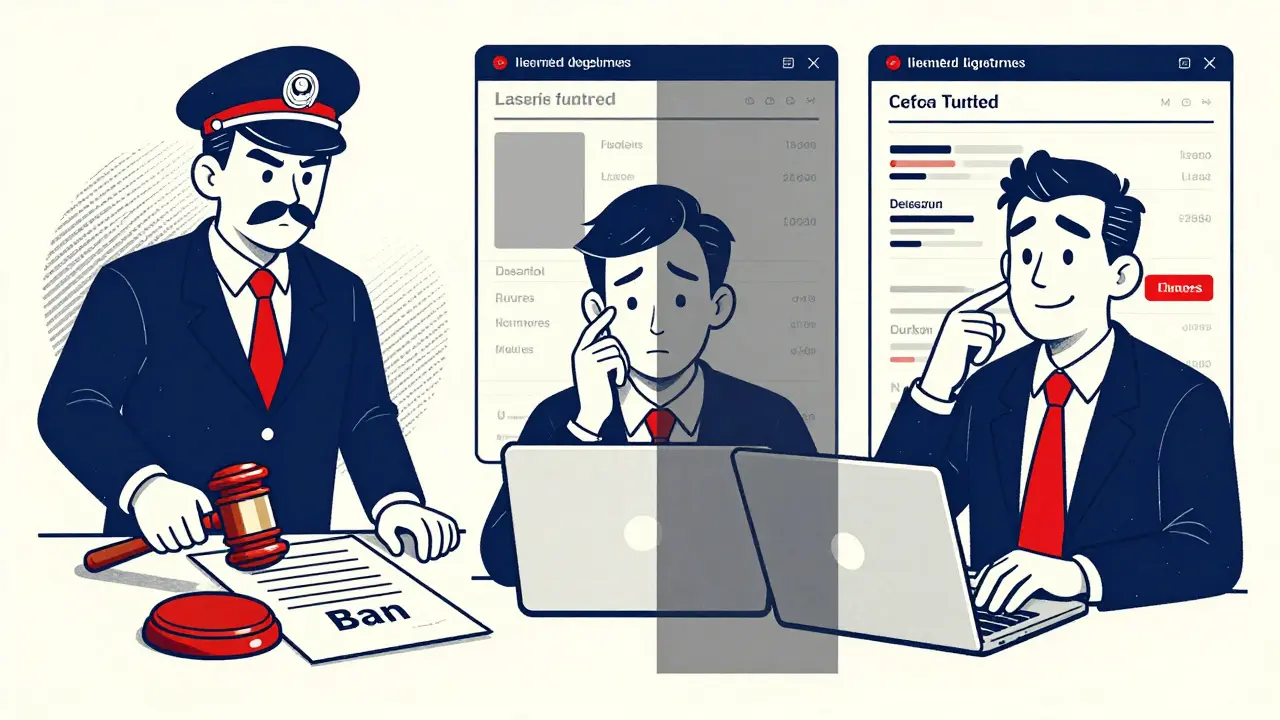 Cartoon of banned vs restricted crypto access tiers