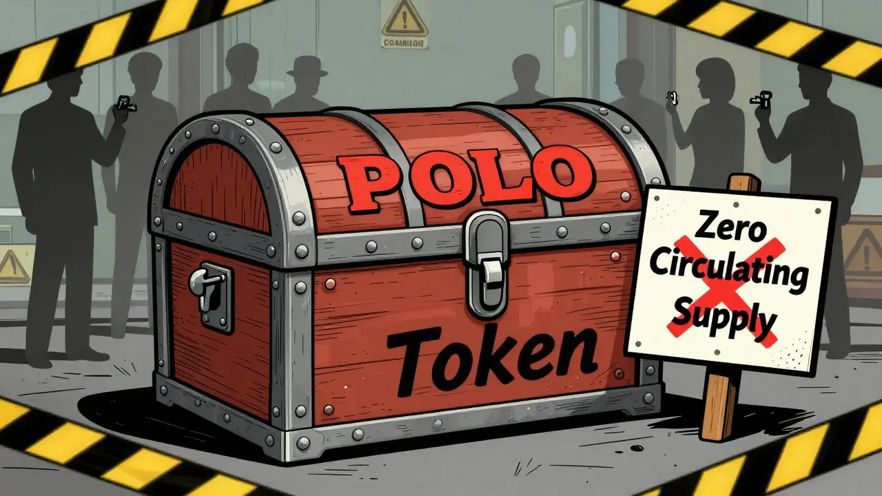 Locked POLO token chest indicating zero supply status