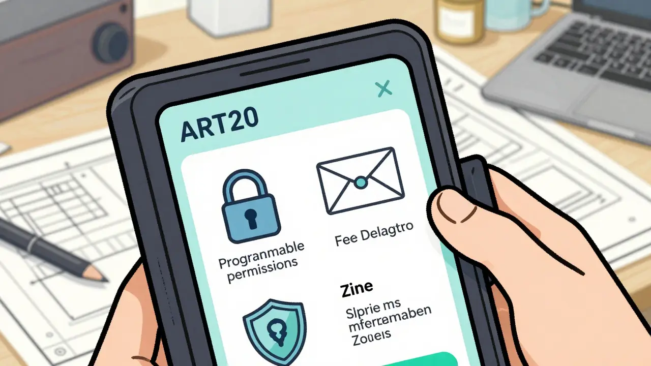 Smart wallet illustrating ART20 token features and security
