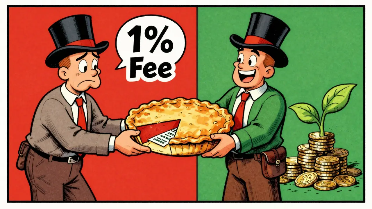 Split cartoon showing fee loss on left vs profit retention on right for non-custodial payments.