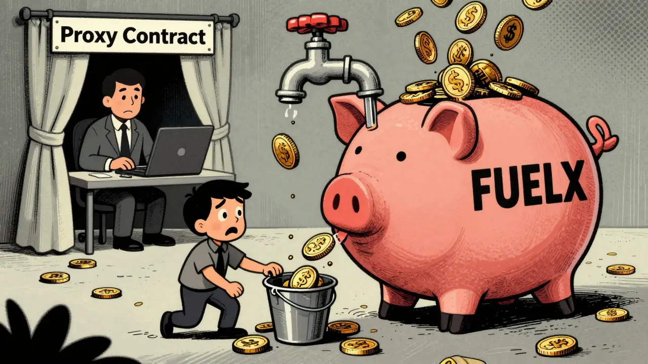 Developer controlling FUELX token supply via proxy contract