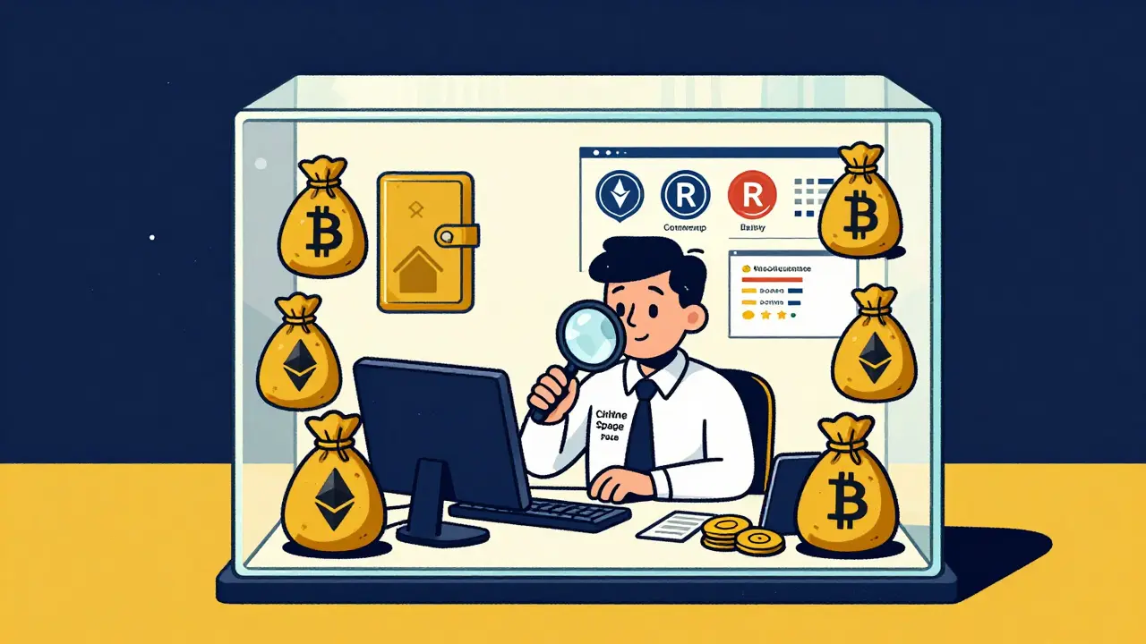 Illustration of non-custodial crypto swaps with funds staying safe outside the platform.