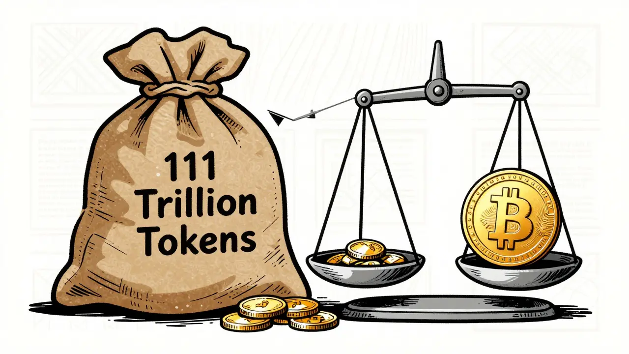 Illustration showing massive SHIBIC token supply vs small value per coin