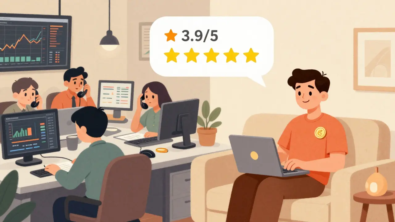 Relaxed user enjoying simple crypto swaps compared to complex trading desks.