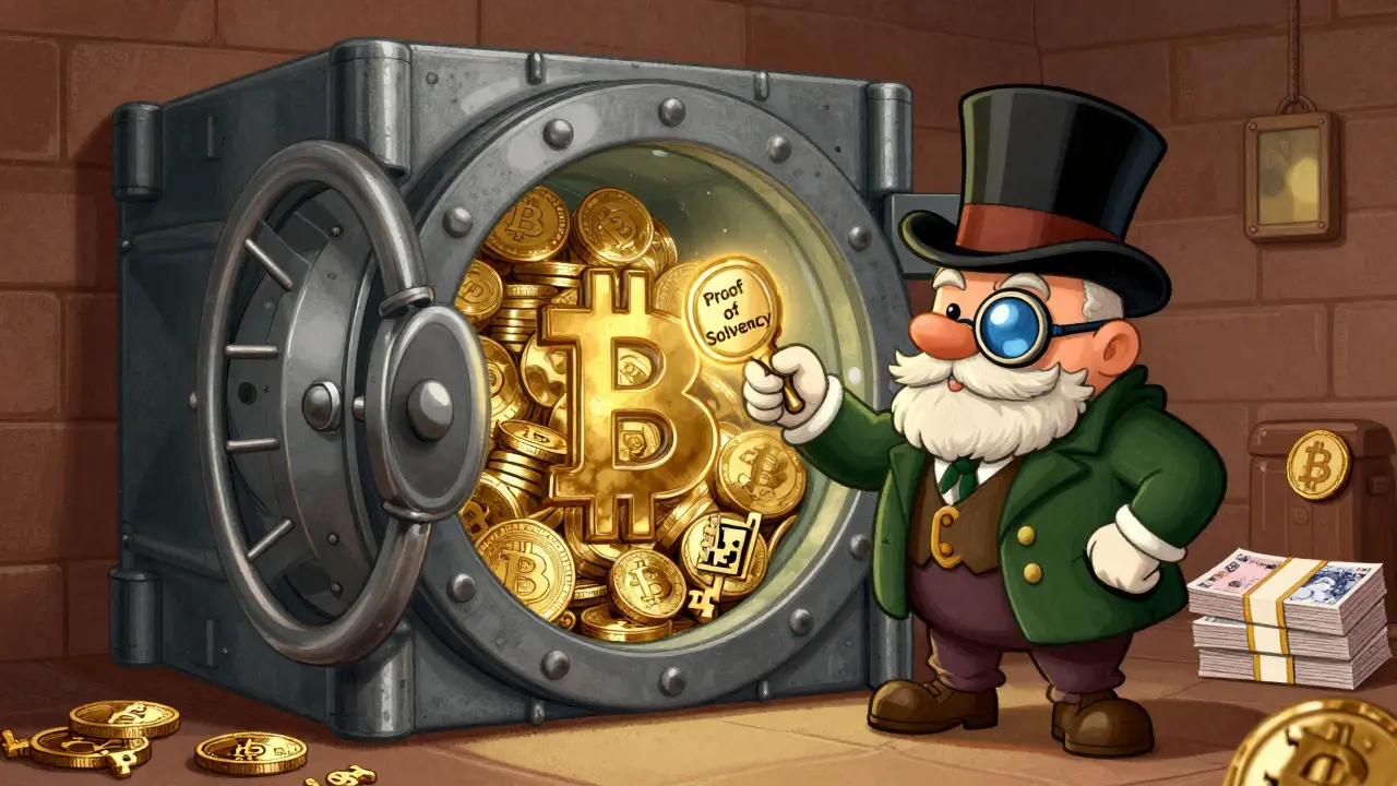 Secure vault with Bitcoin and pounds guarded by character