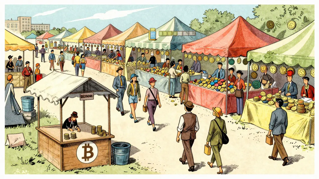 Traders moving from small stall to larger market tents
