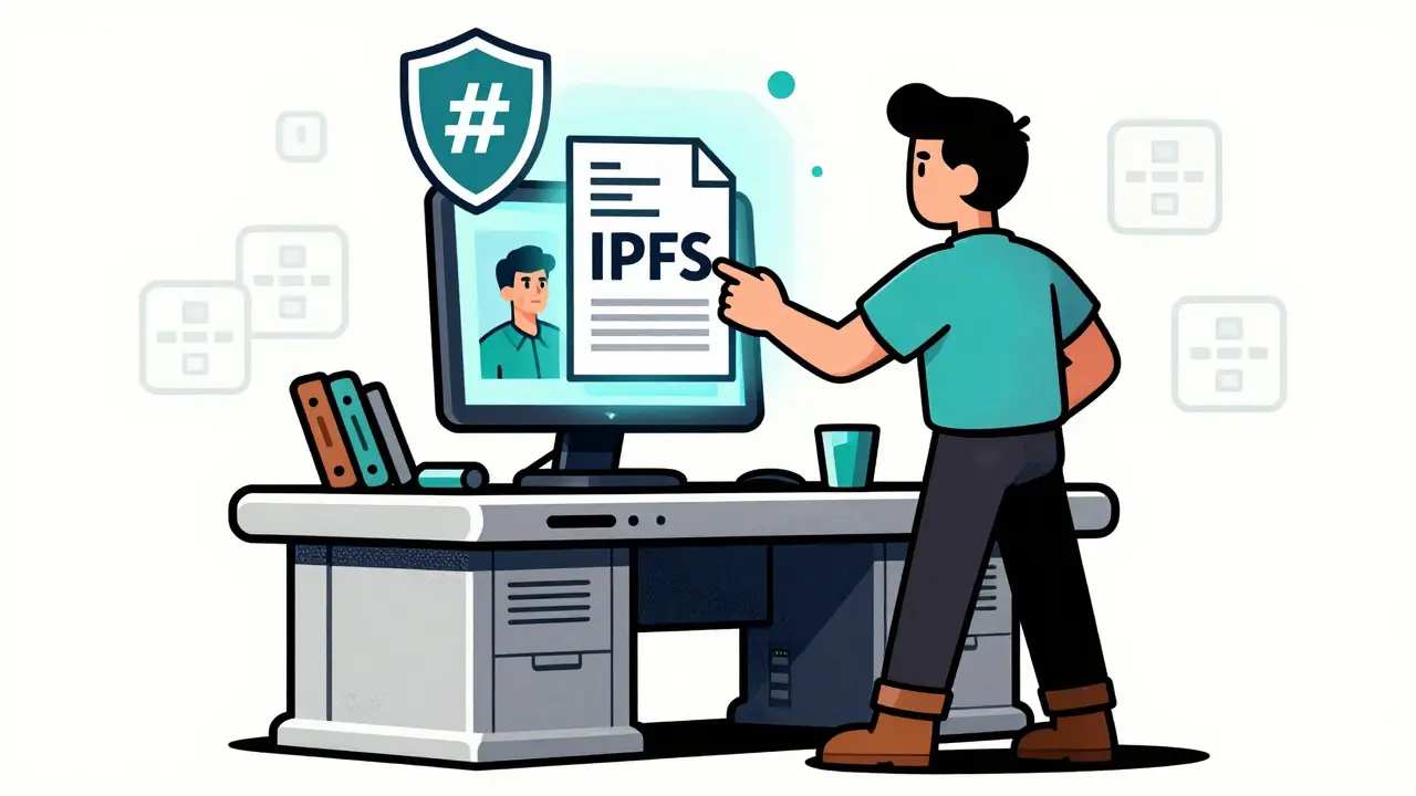 Artist securing NFT metadata with IPFS pinning shield