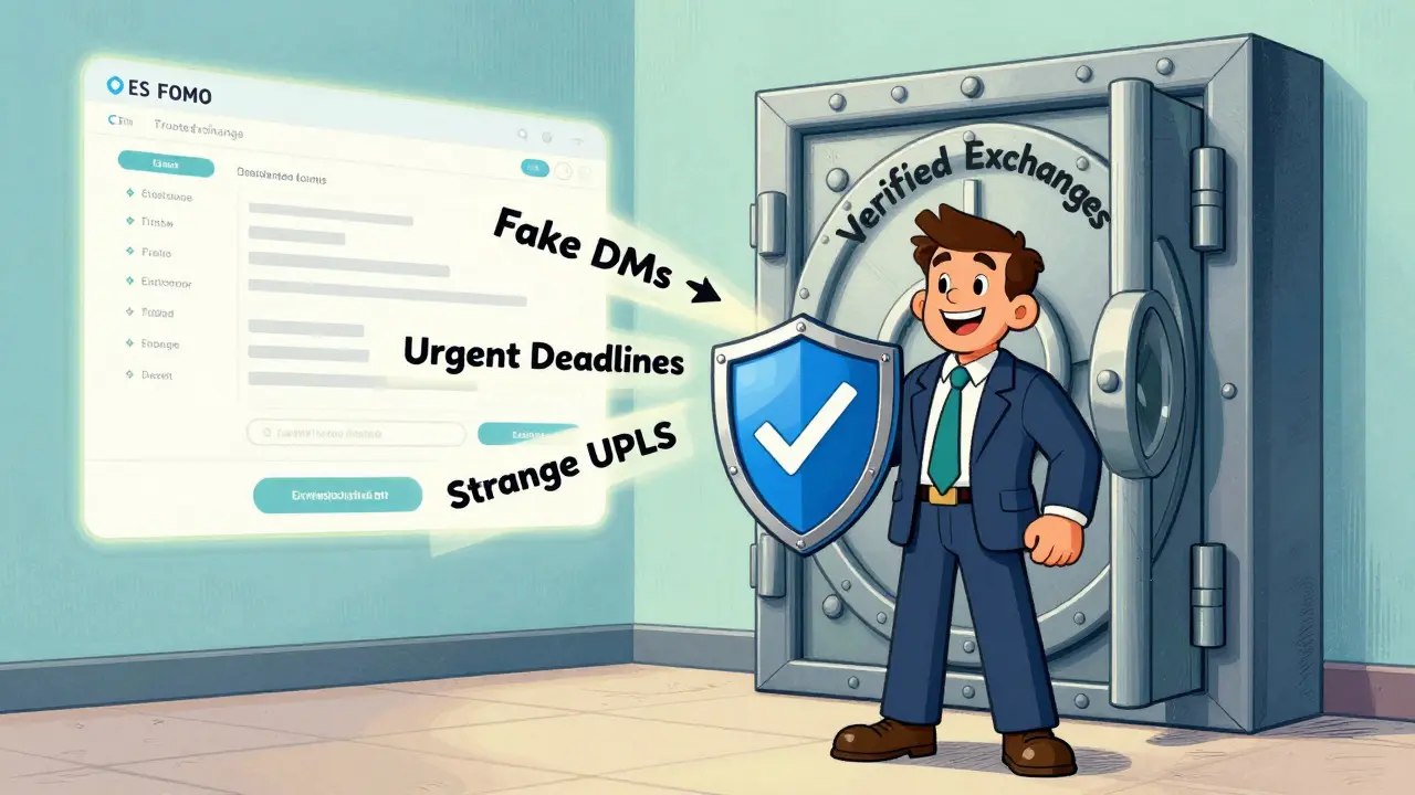 Investor protecting assets with shield against fake airdrop traps