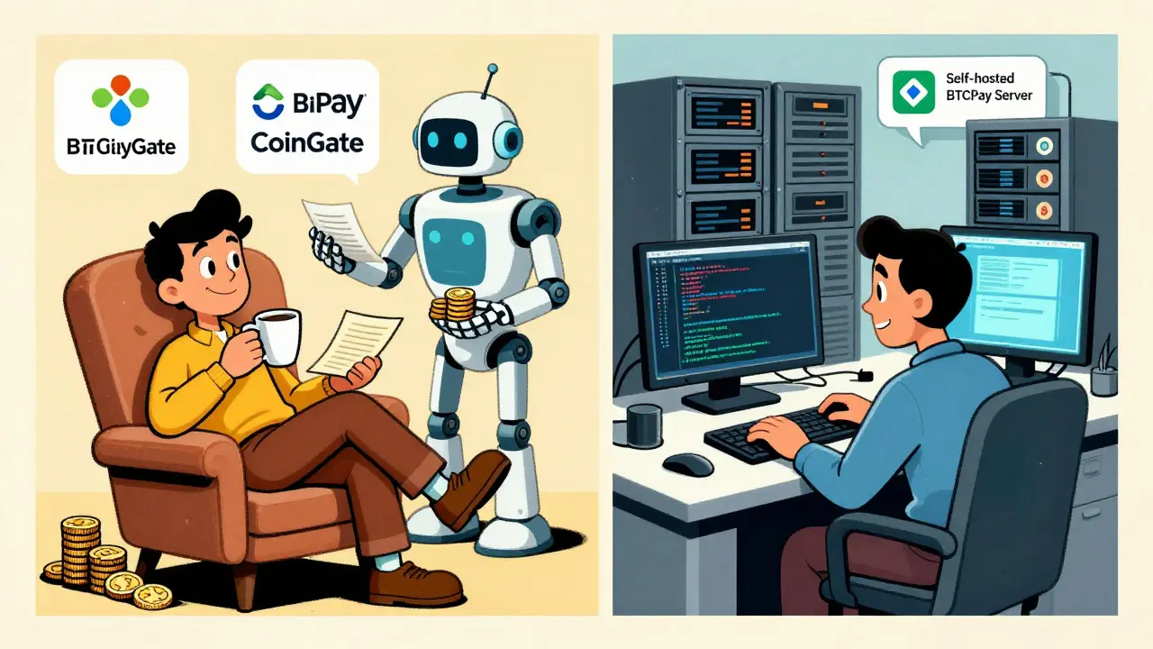 Split scene showing relaxed user vs. busy engineer managing servers