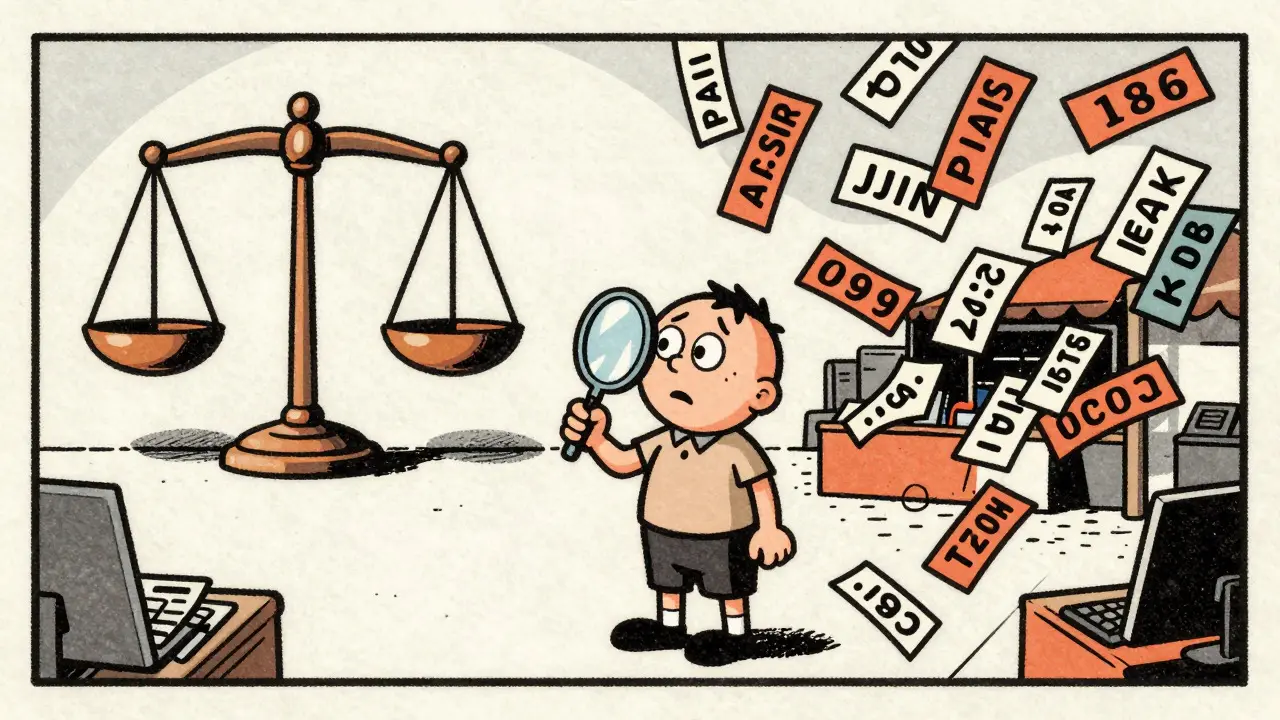 Split-screen cartoon showing ordered vs chaotic marketplaces