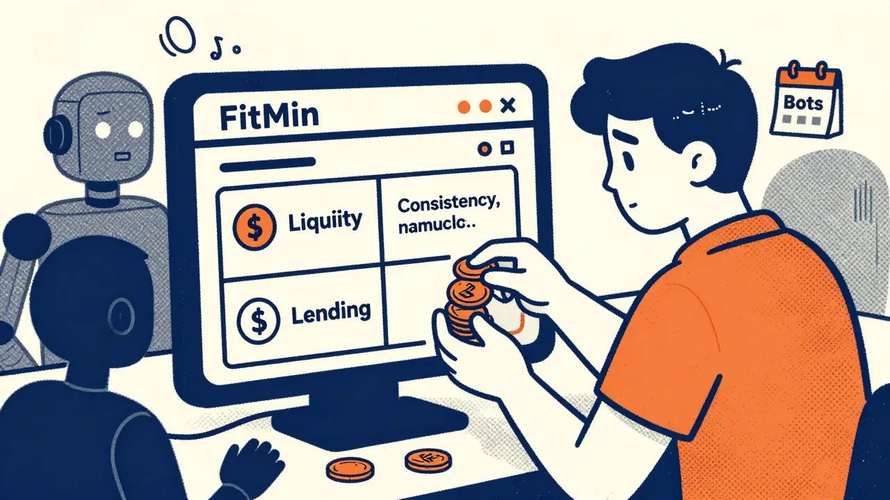 Vintage cartoon of user consistently providing liquidity on DeFi platform